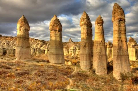 Famous cave city  Cappadocia at Turkey, HDR photography Stock Photos