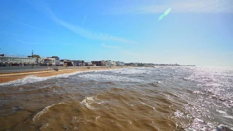 The famous central pier by Blackpool Tower and seaside Stock Footage 106068105