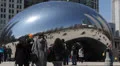 Famous Chicago Cloud Gate, The Bean Sculpture, Millennium Park, Skyline Downtown HD Footage