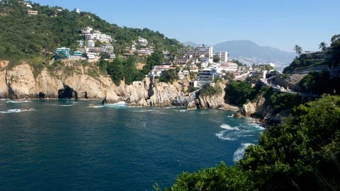 Famous cliffs located in La Quebrada during beautiful sunny day. Stock-Footage 121629990
