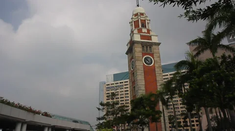 Famous clock tower at Kowloon ferry 스톡 동영상 34486323