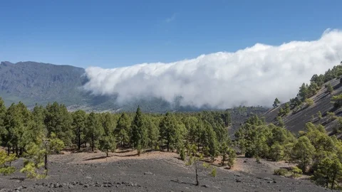 Famous cloud waterfall at the island of La Palma Видео 116373402