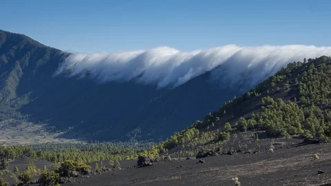 Famous cloud waterfall at the island of La Palma Vídeo Stock 117102161