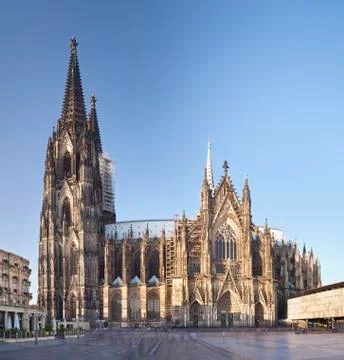 The famous Cologne Cathedral. Square composition stitched from two ultra wide Stock Photos