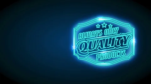 Famous commercial product mark with reference always lone quality good on neon Stock Footage 130035439