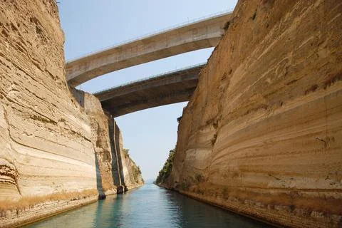 Famous Corinth channel between two seas Stock Photos