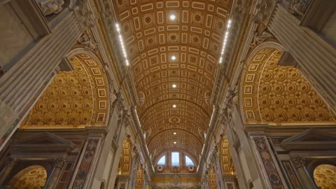 The famous dome designed by Michelangelo in St. Peter's Basilica, Vatican City Stock Footage 308644607