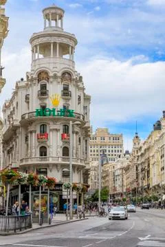 Famous Edificio Grassy building with the Rolex sign and beautiful buildings o Stock Photos