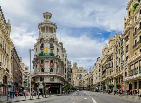 Famous Edificio Grassy building with the Rolex sign and beautiful buildings o Stock Photos