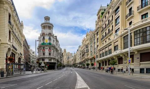 Famous Edificio Grassy building with the Rolex sign and beautiful buildings o Stock Photos