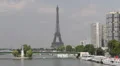 Famous Eiffel Tower Paris Cityscape Parisian Tour Boat Tourist Attraction HD Footage