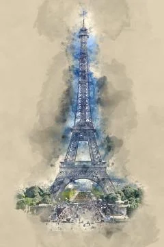 Famous Eiffel Tower in Paris - most famous landmark in the city イラスト素材