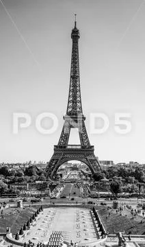 Famous Eiffel Tower in Paris - most famous landmark in the city Stock