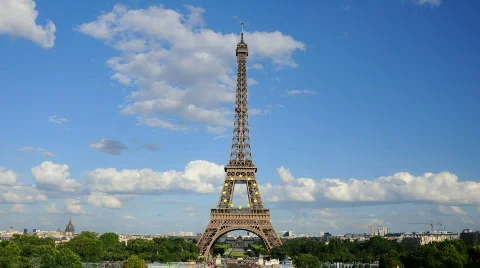 Famous Eiffel Tower, Paris Skyline, France Cars Big Traffic Jam City Time Lapse  Stock Footage