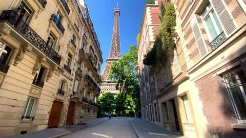 Famous Eiffel Tower From Rue de l'Université Street In Paris, France. - POV Stock Footage 219917470