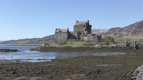 Famous Eilean Donan Castle in the Scottish Highlands - zoom in Stock Footage 71658786