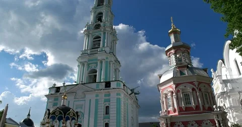 The famous five-tiered bell tower, the assumption chapel over the well Stock Footage 67697311