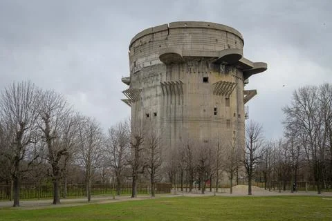 The famous flak tower from the second world war in the Augarten in Vienna Stock Photos