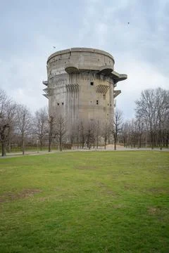 The famous flak tower from the second world war in the Augarten in Vienna Stock Photos