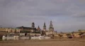 Famous German City Dresden Skyline Elbe River Iconic Bruhl Terrace Car Sunny Day HD Footage