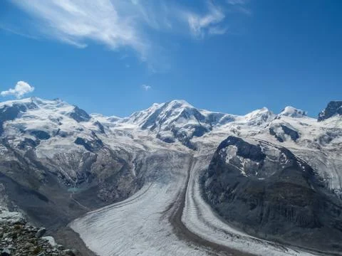 The famous Gorner Glacier, second largest glacier in the Alps Foto stock