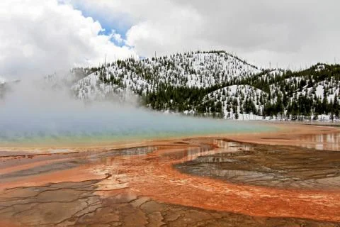 The famous Grand Prismatic Spring in Yellowstone National Park, USA Stock Photos