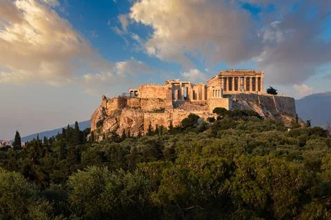Famous greek tourist landmark the iconic Parthenon Temple at the Acropolis of Stock Photos