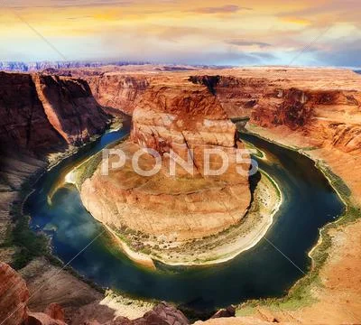 Famous horse shoe bend Stock Photos