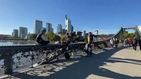 Famous Iron Footbridge called Eiserner Steg. Stock Footage 218304517