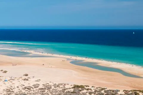 The famous lagoon in Risco El Paso at Playas de Sotavento, Fuerteventura Stock Photos