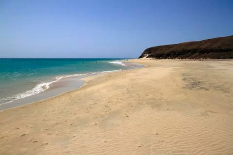 The famous lagoon in Risco El Paso at Playas de Sotavento, Fuerteventura Stock Photos
