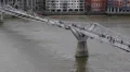 Famous Landmark London Thames River Millennium Bridge People Walking Commuter UK HD Footage
