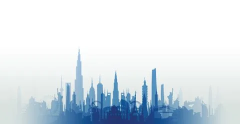 Famous landmarks cityscape 스톡 일러스트