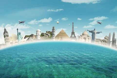 Famous landmarks of the world Illustrazione stock