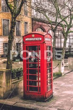 Famous London Red Phone Booth on the street. Stock Photos