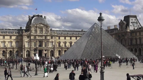 The famous Louvre museum in Paris Stock Footage 38377553