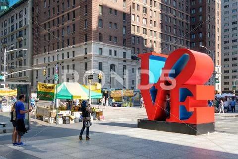The famous Love sign on 6th avenue in midtown New York Stock Photos
