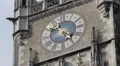 Famous Marienplatz Munich Iconic New Town Hall Clock Tower Close Up Details Zoom HD Footage