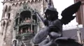 Famous Munich Landmark Glockenspiel New Town Hall Putto Killing Dragon Statue HD Footage