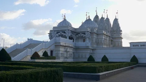 Famous Neasden Temple called BAPS Shri Swaminarayan Mandir in London - LONDON 動画素材 121534074