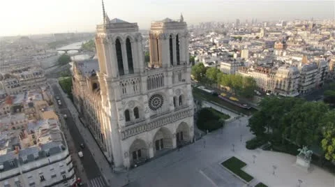 The famous Notre Dame Cathedral in Paris Stock Footage