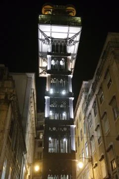Famous old saint justa elevator from lisbon Stock Photos