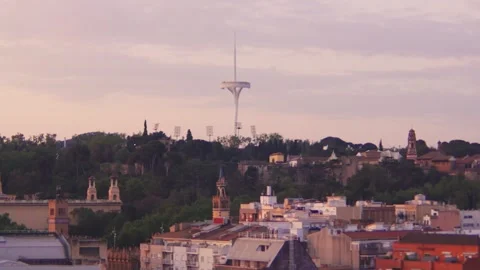 Famous Olympic Ring at sports complex in Barcelona built during the 1992 Video stock 252735927