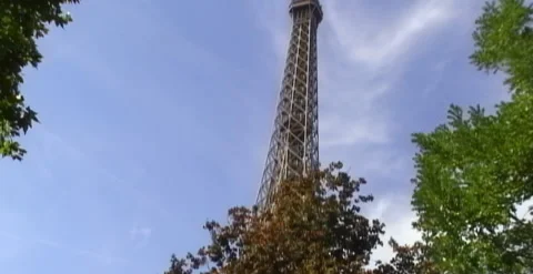 Famous Paris Eiffel Tower Monument Top Sunny Day Steady Shot Stock Footage 318833497