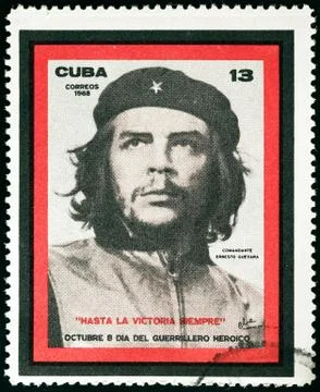 Famous portrait of Che Guevara on cuban stamp Stock Photos