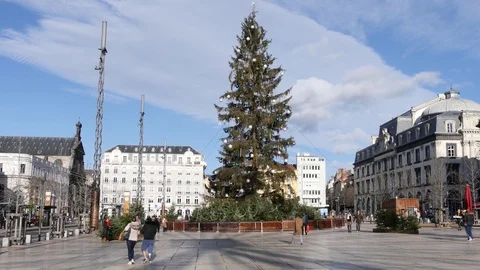 Famous public square in Clermont-Ferrand, France. Stock Footage 101681344