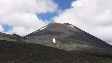 Famous red volcano Mount Doom (Mt. Ngauruhoe) hiking the Tongariro Crossing Stock Footage 80992211