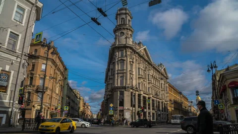 Famous road crossing called Five Corners timelapse. One of symbols of city. Stock Footage 140004808