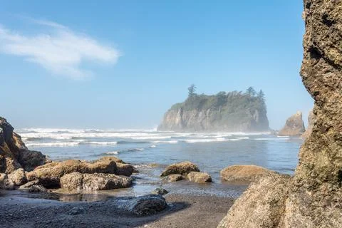Famous Ruby Beach on the Pacific coast, Olympic National Park Stock Photos