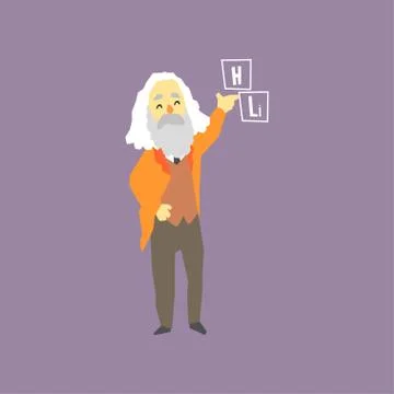 Famous Russian chemist - Dmitri Mendeleev. Inventor of the periodic table of Stock Illustration